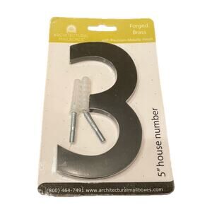 Architectural Mailboxes House Address Number 3 Brand New In Package Sealed Brass